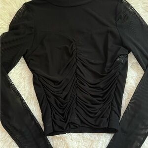 Michele Black Ruched Blouse